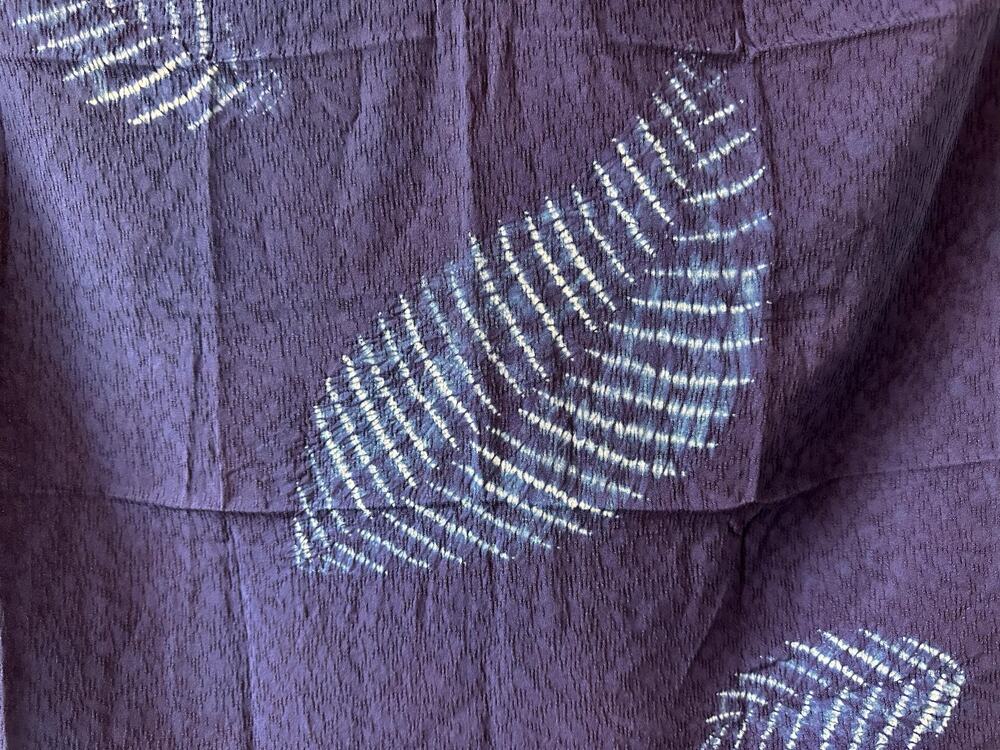 Hand-Dyed Cotton Blend Scarf | Indigo Shibori Square | Botanical Neck Scarf